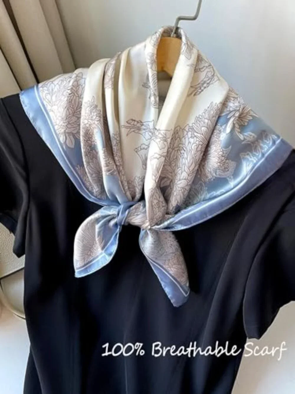 100% Mulberry Silk Lightweight Square Neckerchief Scarf 21